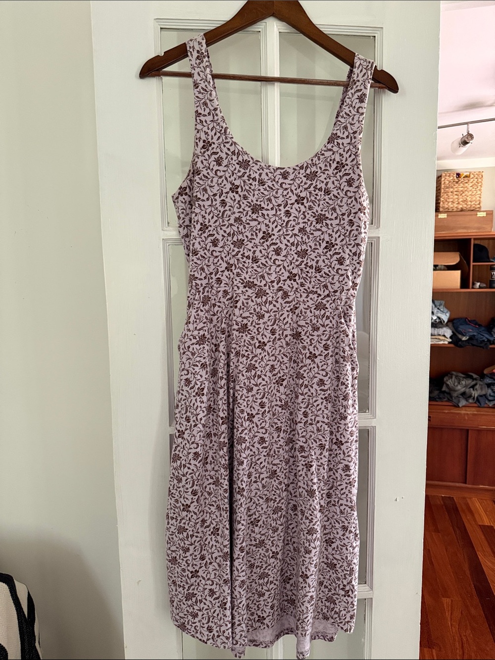 Pact Lavender Dress with Brown Floral Print